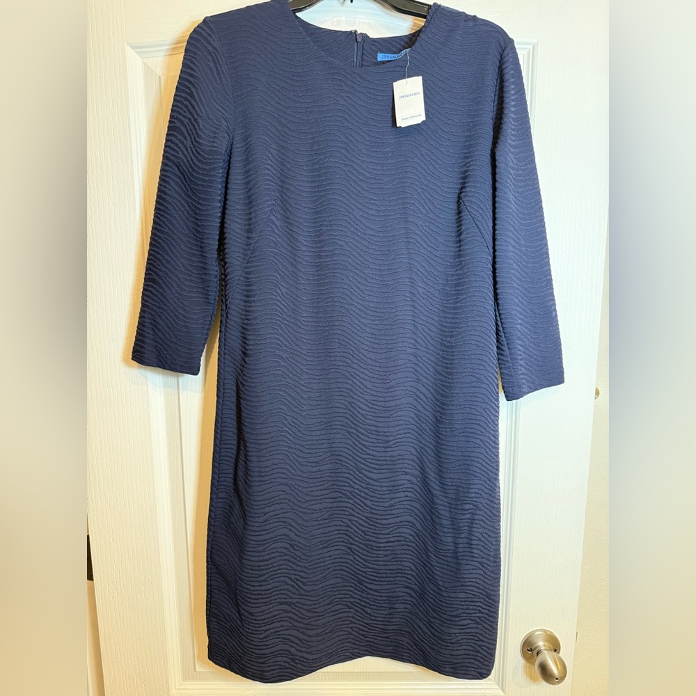 J. McLaughlin Blue Sheath Dress Long Sleeve Bateau Neckline